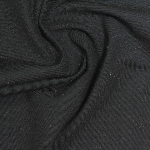 Cotton Stretch Jersey Knit Fabric, 230 gsm, 169 cm — Black