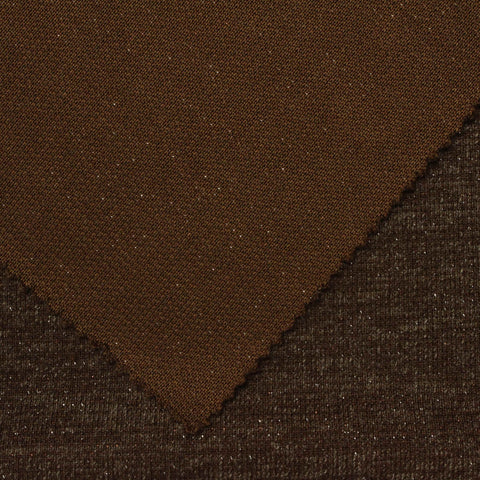 Dark Brown Marl Interlock Knit, Polyester, 400 gsm