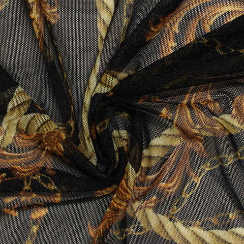 Gold Scrolls Mesh, Polyester