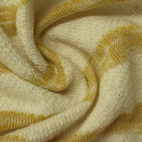 Yellow Horizontal-Stripe French Terry, Cotton-Poly, 271 gsm