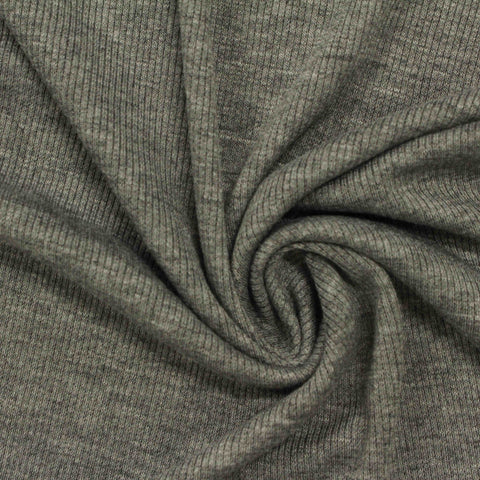 Heather Grey Marl Rib Knit, Viscose, 240 gsm, 130 cm
