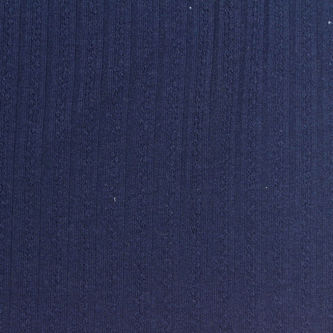 Dark Blue Tone-on-Tone Rib Knit, Polyester