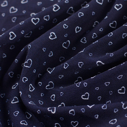 White Hearts Knit, Polyester, 230 gsm