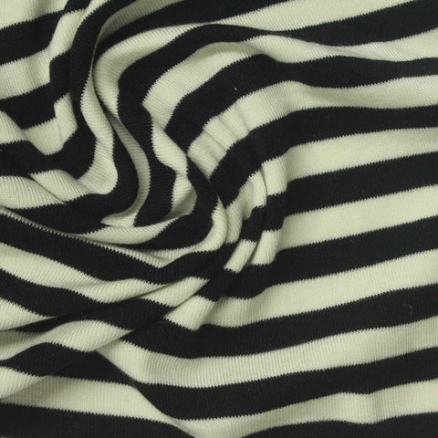 Black Horizontal-Stripe Rib Knit, Modal-Acrylic