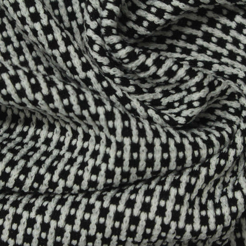 Black Geometric-Dash Chunky Knit, Poly-Spandex