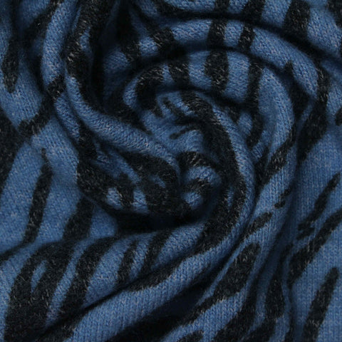 Blue Tiger Jersey Knit, Viscose-Poly