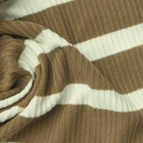 Brown Horizontal-Stripe Rib Knit, Polyester — photo 3