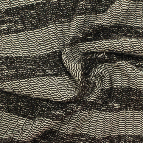 Charcoal Plaid Rib Knit, Viscose-Poly