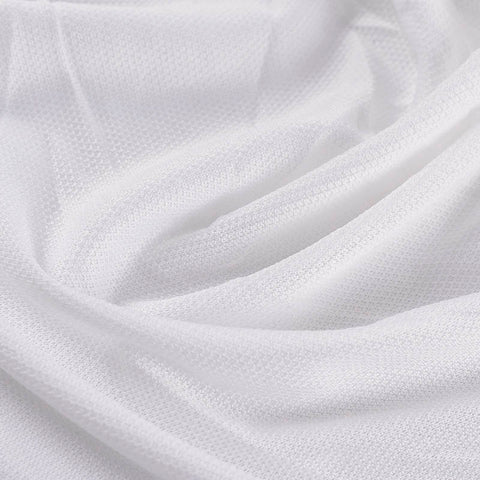 Polyester Viscose Stretch Piqué Knit Fabric, 106 gsm — White