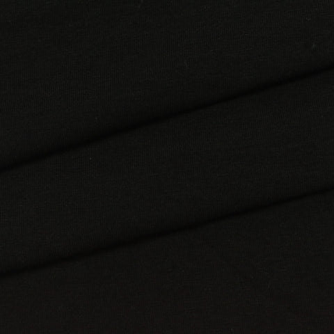 Cotton Stretch Jersey Knit Fabric, 160 gsm, 175 cm — Black