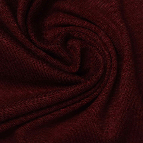 Dark Red Marl Rib Knit, Viscose, 233 gsm