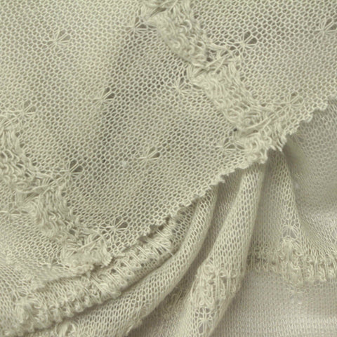 Cream Horizontal-Band Chunky Knit, Polyester, 166 gsm