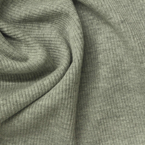 Sage Heather Rib Knit, Poly-Cotton