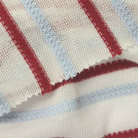 Red Horizontal-Stripe Chunky Knit, Polyester, 180 gsm