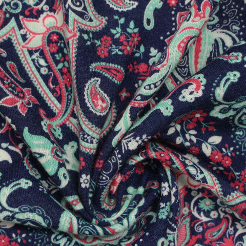 Navy Paisley Knit, Polyester