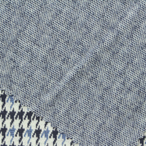 Dark Blue Houndstooth Interlock Knit, Poly-Viscose