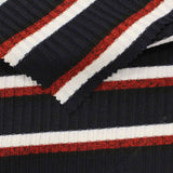 Navy Horizontal-Stripe Rib Knit, Poly-Viscose — photo 3