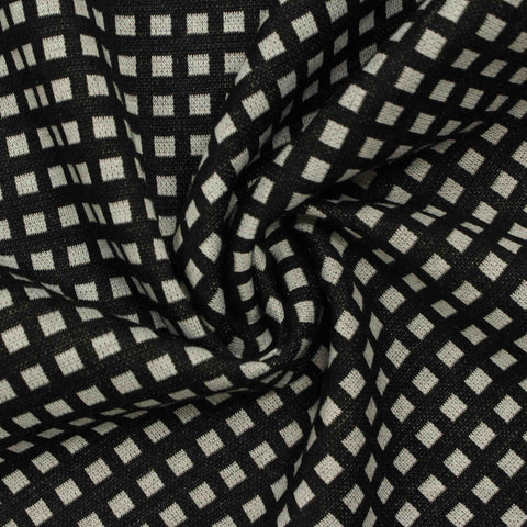 Black Check Knit, Polyester, 260 gsm, 160 cm