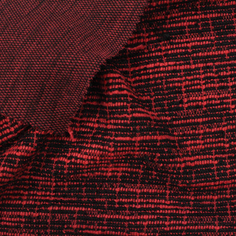 Red Grid Chunky Knit, Poly-Cotton, 222 gsm