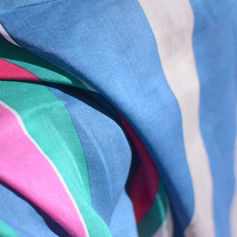 Blue Vertical-Stripe Woven, Cotton, 56 gsm