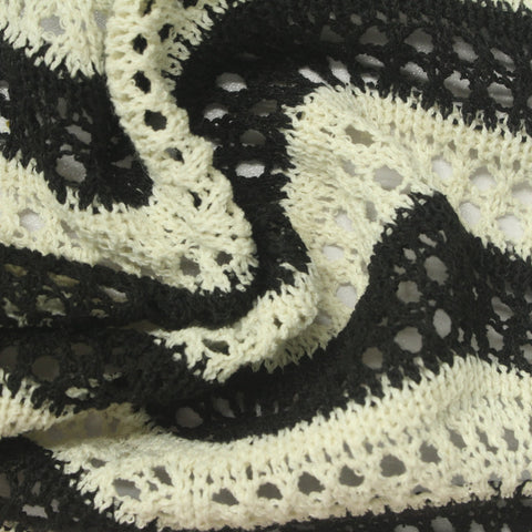 Black Wavy-Stripe Chunky Knit, Polyester