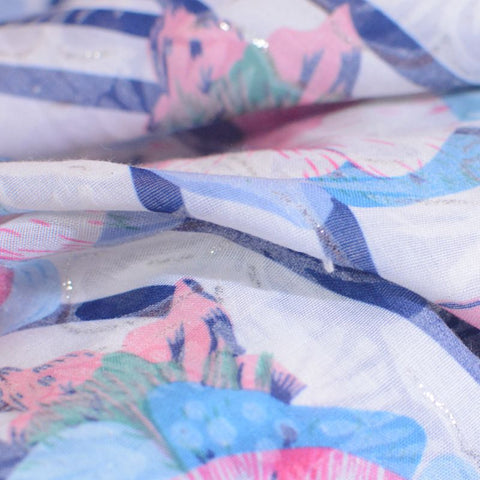Pink Floral Chiffon, Polyester, 80 gsm