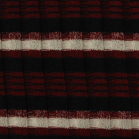 Dark Blue Horizontal-Stripe Rib Knit, Polyester, 200 gsm