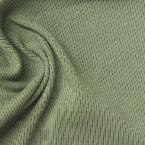 Cotton Stretch Rib Knit Fabric, 190 gsm, 110 cm — Green