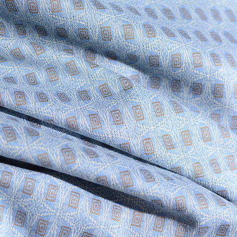 Light Blue Geometric-Square Jacquard, Poly-Viscose