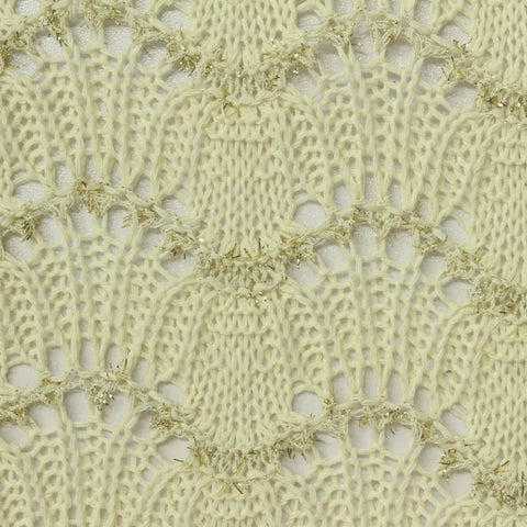 Cream Sparkle Pointelle Knit, Poly-Cotton