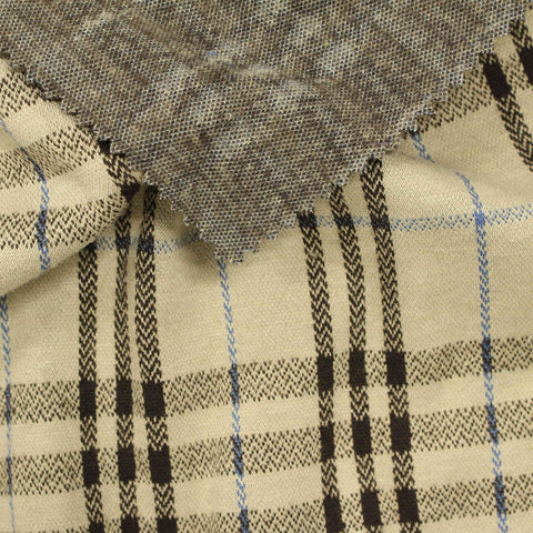 Dark Brown Bold-Plaid Jacquard, Poly-Viscose