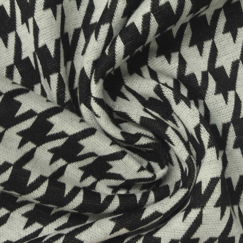 Black Houndstooth Jacquard, Polyester, 260 gsm
