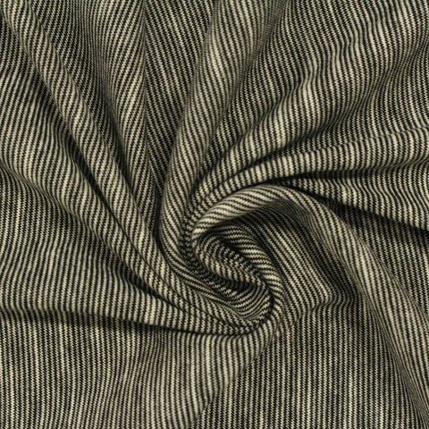 Black Vertical-Stripe Jersey Knit, Cotton, 128 gsm