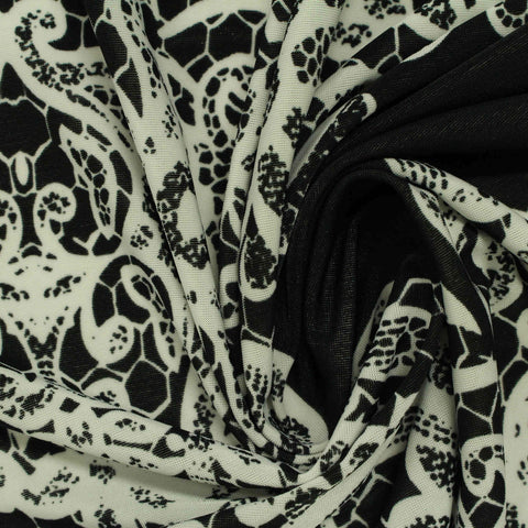 Black Floral Knit, Polyester, 191 gsm
