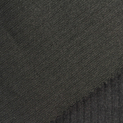 Polyester Stretch Rib Knit Fabric, 244 gsm, 155 cm — Black