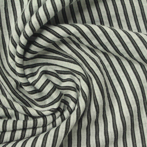Black Vertical-Stripe Jersey Knit, Polyester, 165 gsm