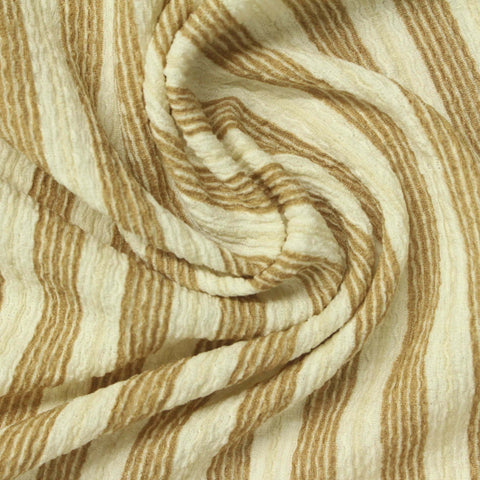 Cream Vertical-Stripe Warp Knit, Polyester, 170 gsm