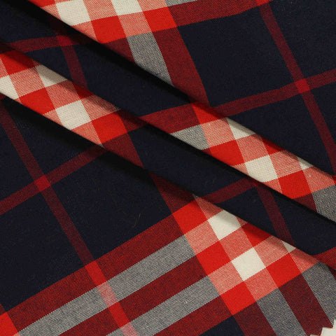 Navy Plaid Woven, Viscose