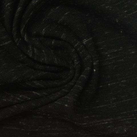 Dark Grey Marl Rib Knit, Polyester, 245 gsm