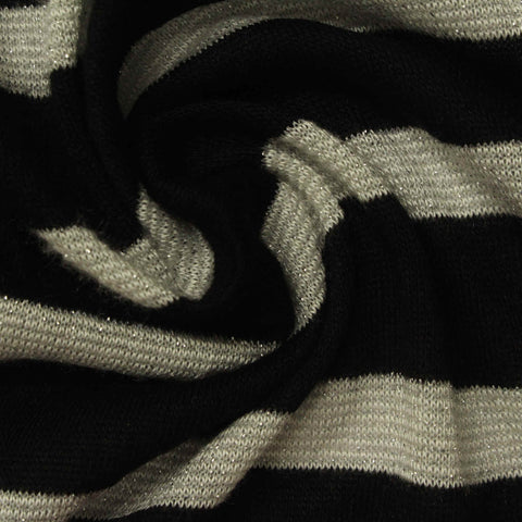 Black Horizontal-Stripe Knit, Viscose, 150 gsm, ref EF-228161