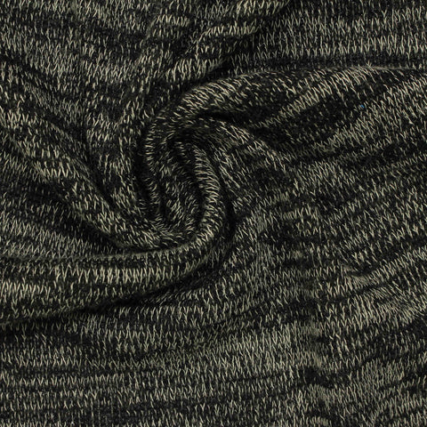 Black Marl Chunky Knit, Poly-Viscose, 220 gsm, 165 cm