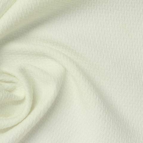 Jacquard Polyester Stretch Interlock Knit Fabric, 340 gsm, 150 cm — White