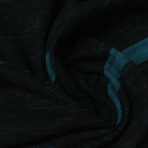 Teal Horizontal-Stripe Jersey Knit, Cotton-Poly