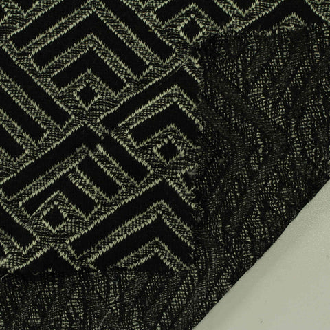 Black Geometric-Chevron Jacquard, Polyester, 435 gsm
