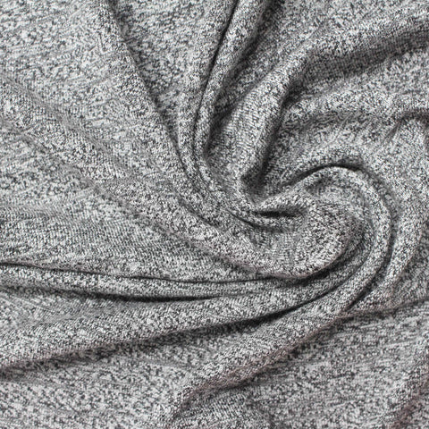 Grey Heathered-Marl Jersey Knit, Poly-Viscose, 220 gsm