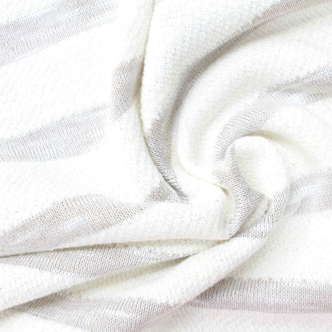 Light Grey Horizontal-Stripe French Terry, Cotton-Poly, 270 gsm