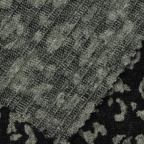 Black Animal Print Rib Knit, Polyester