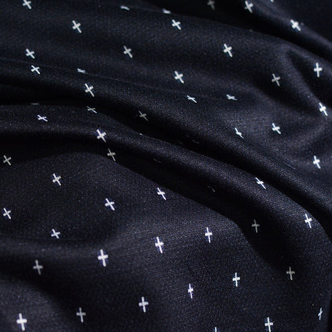 Jacquard Polyester Viscose Stretch Knit Fabric, 150 cm — Black, ref EF-4554