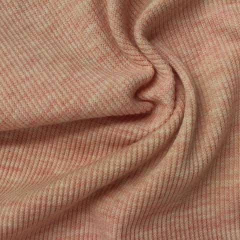 Pink Marl Rib Knit, Polyester, 390 gsm