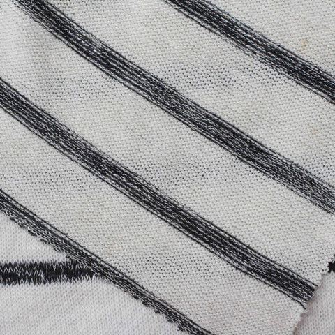 Black Horizontal-Stripe Chunky Knit, Viscose-Poly, 211 gsm